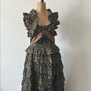 Ulla Johnson sz 2 Nia ruffle dress in jasper NWT green pink print new condition